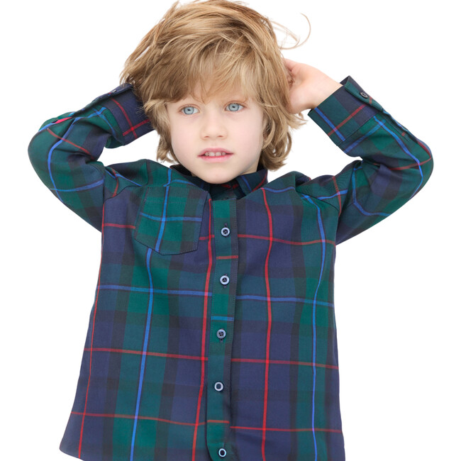 Baby Boys Brennan Tartan Long Sleeve Button-Down Shirt, Midnight Navy - Shirts - 3