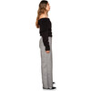 Women's Jin Herringbone Pattern Wide Leg Side Pocket Pant, Black & White - Pants - 2