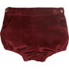 Elastic Waistband Corduroy Button Bloomers, Burgundy - Bloomers - 1 - thumbnail