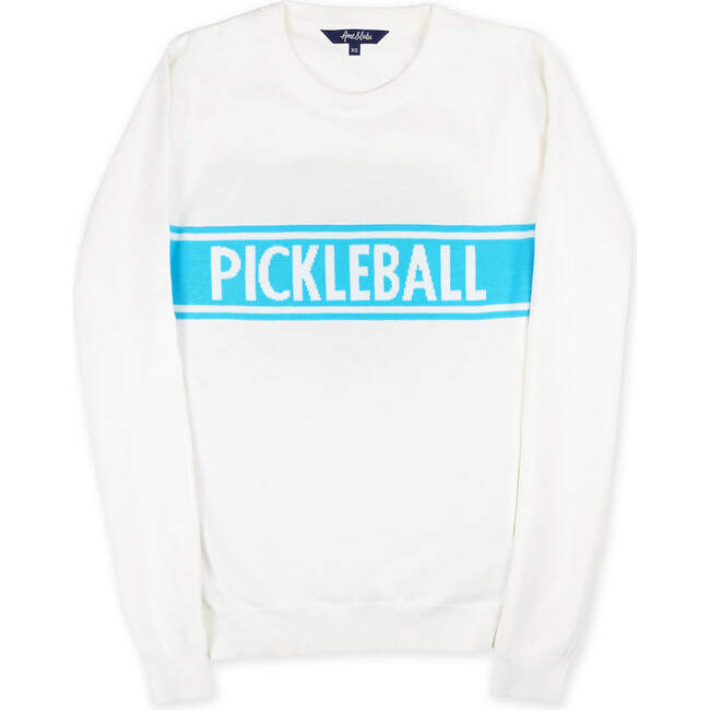 Club Sport Sweater, White/Light Blue Pickleball