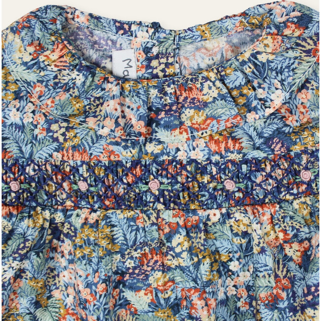 Solene Baby Blouse in Smocked Liberty Print, Blue - Blouses - 2