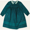 Manon Velvet Dress with Scalloped Liberty Collar, Green - Dresses - 1 - thumbnail