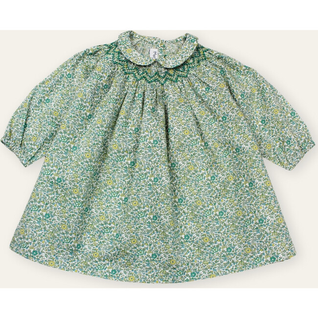 Melanie Hand Smocked Liberty Baby Dress, Green