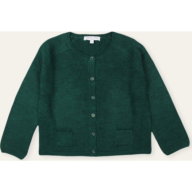 Loulou Cardigan with Raglan Sleeves in Merino Wool, Green