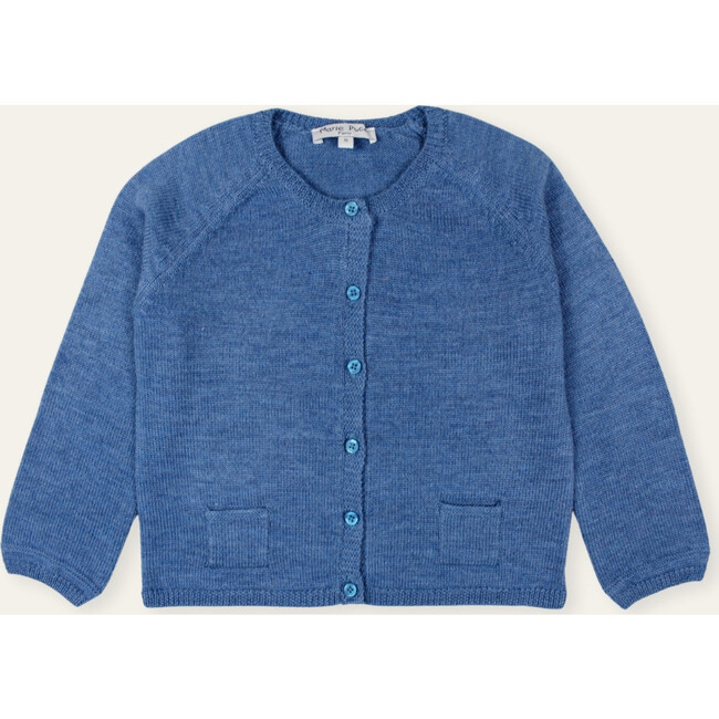 Loulou Cardigan with Raglan Sleeves in Merino Wool, Blue - Cardigans - 1