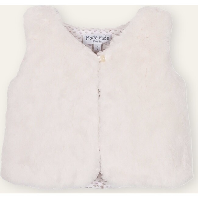 Galate Waistcoat in Faux Fur, Cream - Cardigans - 1