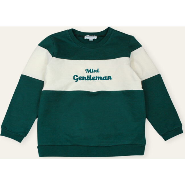 Boy's Embroidered Mini Gentleman Sweatshirt, Green