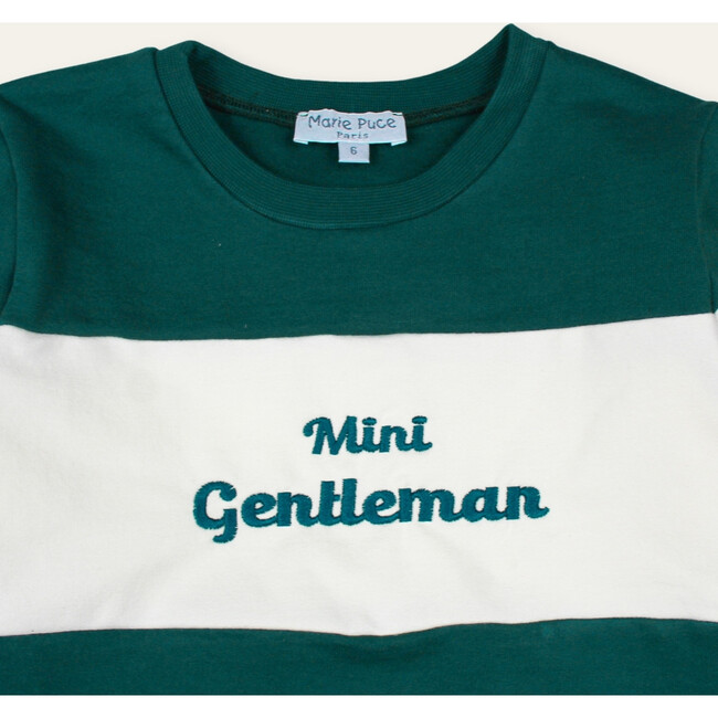 Boy's Embroidered Mini Gentleman Sweatshirt, Green - Sweatshirts - 2