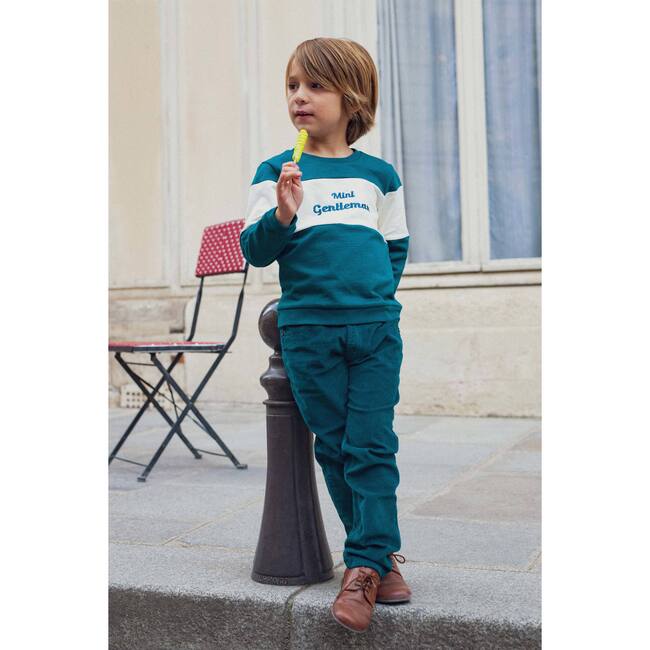 Boy's Embroidered Mini Gentleman Sweatshirt, Green - Sweatshirts - 5