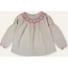 Alba Hand-Smocked Blouse in Organic Double Gauze, Beige - Blouses - 1 - thumbnail