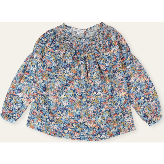 Alba Hand Smocked Blouse in Liberty Print, Blue