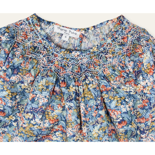 Alba Hand Smocked Blouse in Liberty Print, Blue - Blouses - 2