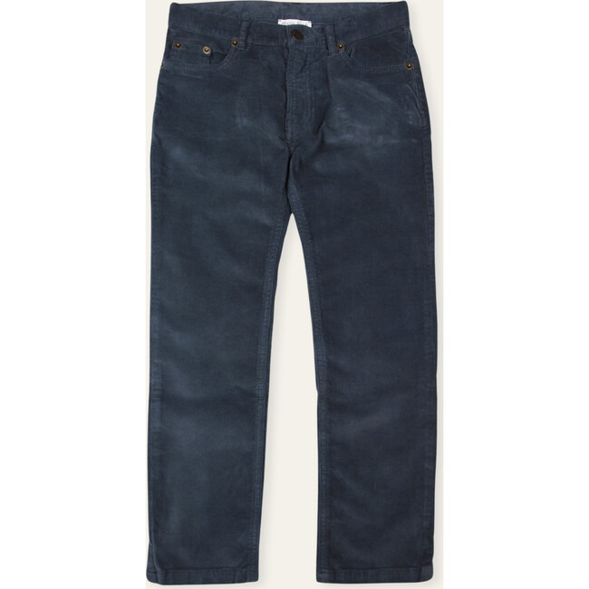 5 Pocket Velour Trousers, Blue - Pants - 1