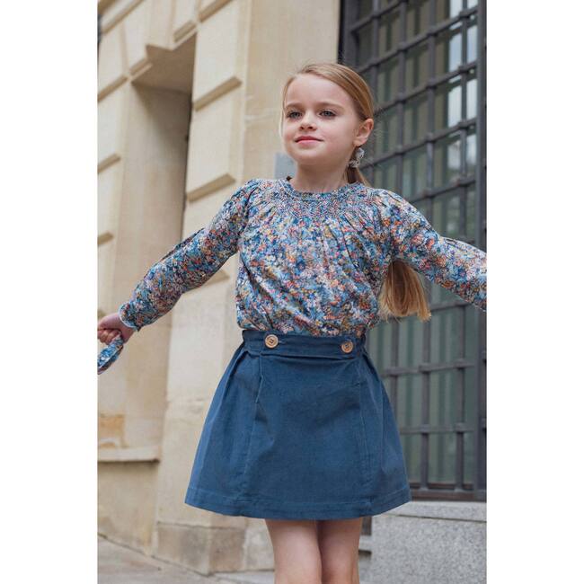 Alba Hand Smocked Blouse in Liberty Print, Blue - Blouses - 3