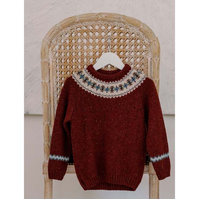 Burgundy Merino Fair Isle Kids Sweater - Cardigans - 3