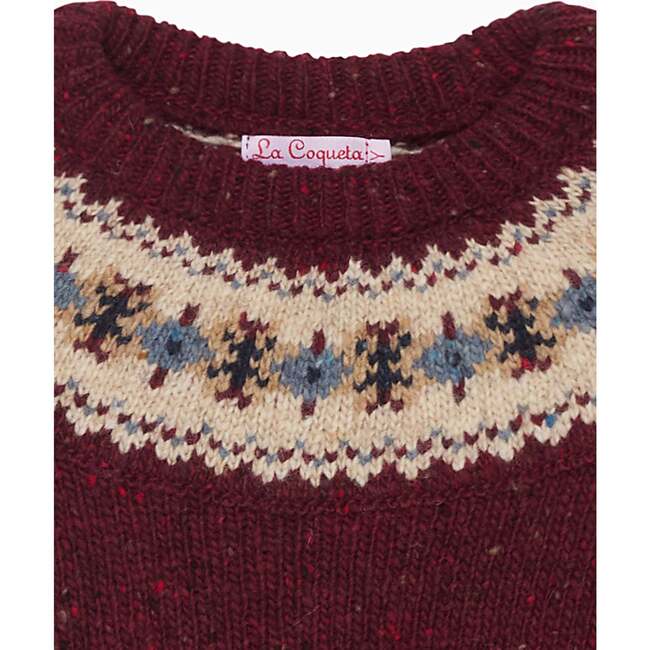 Burgundy Merino Fair Isle Kids Sweater - Cardigans - 4