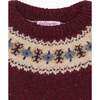 Burgundy Merino Fair Isle Kids Sweater - Cardigans - 4