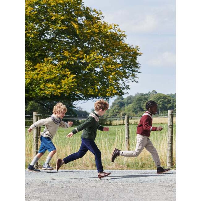 Burgundy Merino Fair Isle Kids Sweater - Cardigans - 6