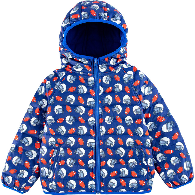 Ryan Reversible Puffer Hood Zipper Down Jacket, Football