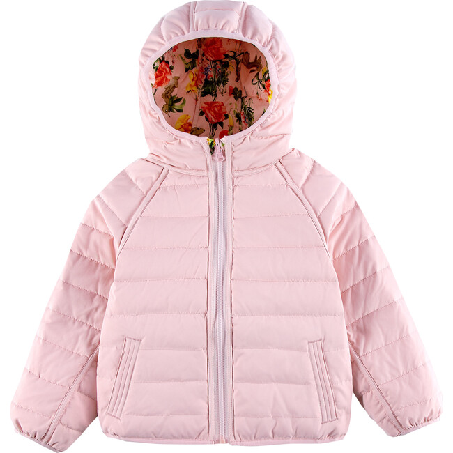 Ryan Reversible Puffer Hood Zipper Down Jacket, Pink Flowers - Puffers & Down Jackets - 2