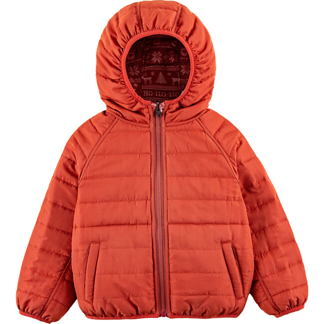 Ryan Reversible Puffer Hood Zipper Down Jacket, Christmas - Puffers & Down Jackets - 2