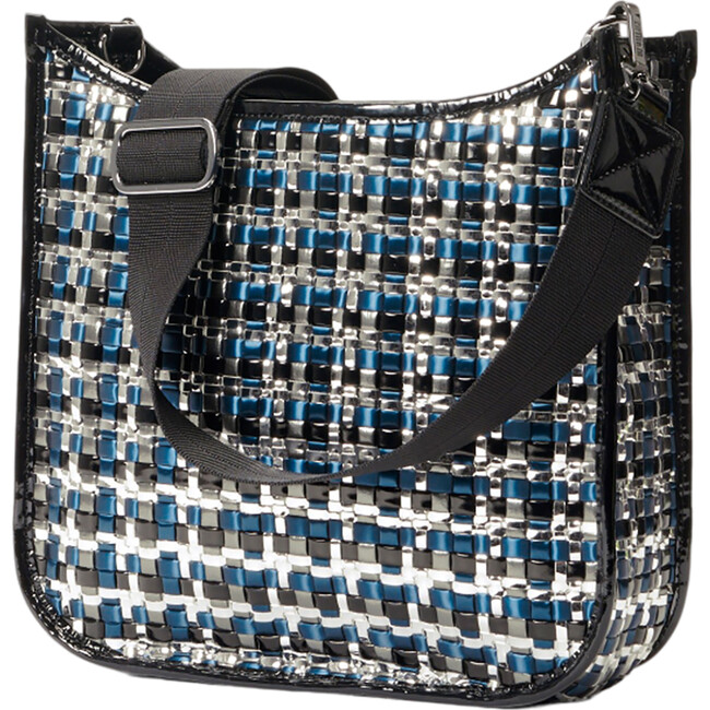 Women's Woven Adjustable Crossbody Strap Box Bag, Metallic - Bags - 2