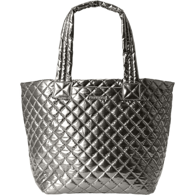 Women's Medium Metro Deluxe Adjustable Crossbody Strap Tote Bag, Pewter Metallic - Bags - 1