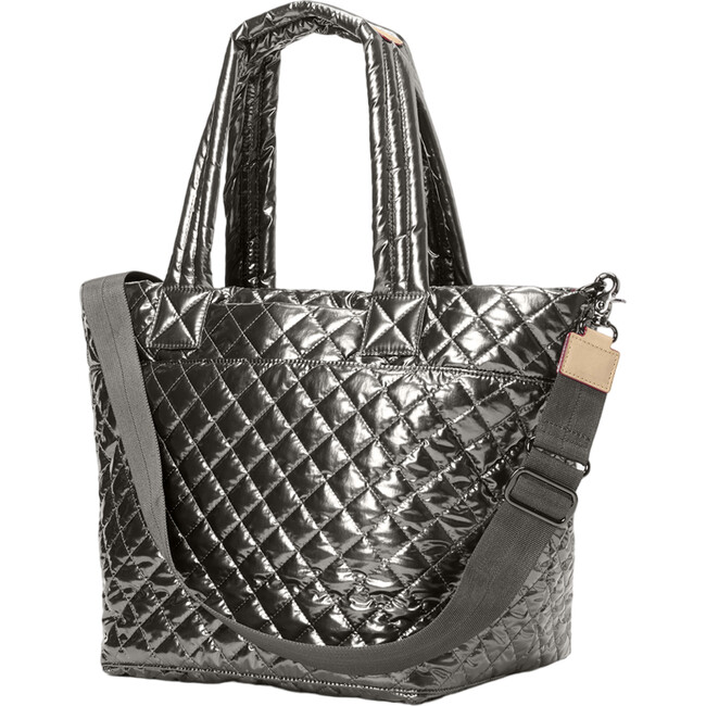 Women's Medium Metro Deluxe Adjustable Crossbody Strap Tote Bag, Pewter Metallic - Bags - 2