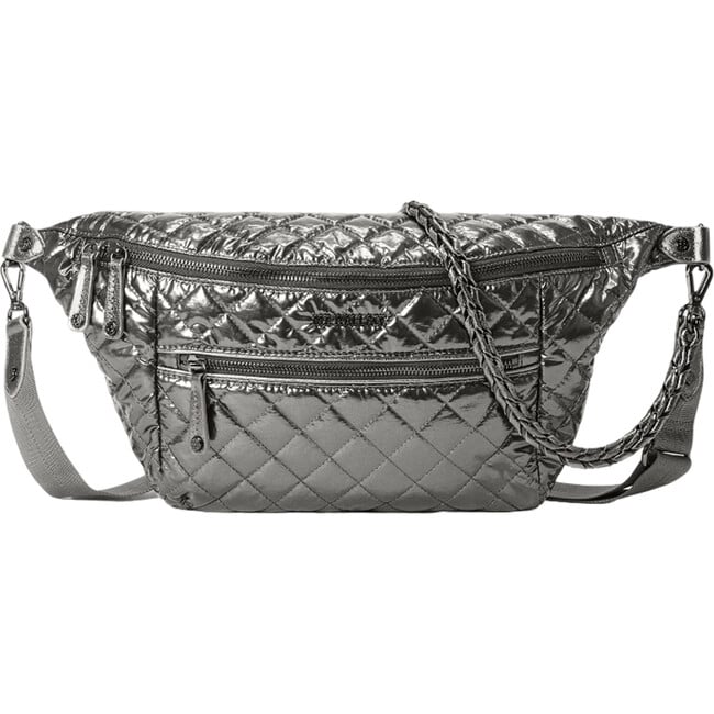 Women's Crosby Crossbody Exterior Pocket Sling Bag, Pewter Metallic - Bags - 1