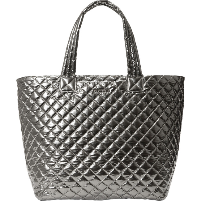 Women's Large Metro Deluxe Adjustable Crossbody Strap Tote Bag, Pewter Metallic - Bags - 1