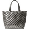 Women's Large Metro Deluxe Adjustable Crossbody Strap Tote Bag, Pewter Metallic - Bags - 1 - thumbnail