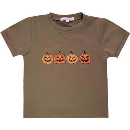 Halloween Jack-O'-Lantern Pumpkin Boys Girls T-Shirt, Olive