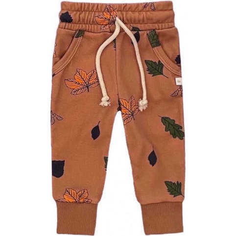 Autumn Leaves Fleece Terry Jogger Sweatpants, Rust