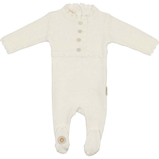 Mock-Cardigan Footie Ivory - Footie Pajamas - 1