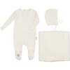 Luxe Texture Layette Set Ivory - Mixed Apparel Set - 1 - thumbnail