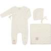 Leaf Print Wrap Layette Set Ivory & Pink - Mixed Apparel Set - 1 - thumbnail