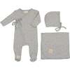 Leaf Print Wrap Layette Set Pearl Blue - Mixed Apparel Set - 1 - thumbnail