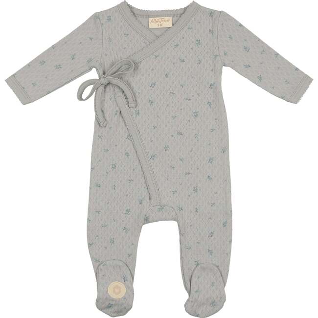 Leaf Print Wrap Footie Pearl Blue