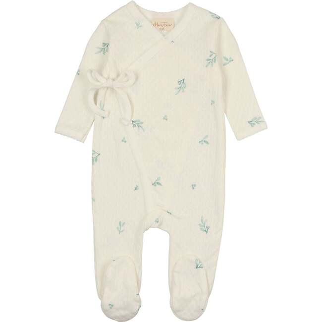 Leaf Print Wrap Footie Pearl Blue - Footie Pajamas - 2