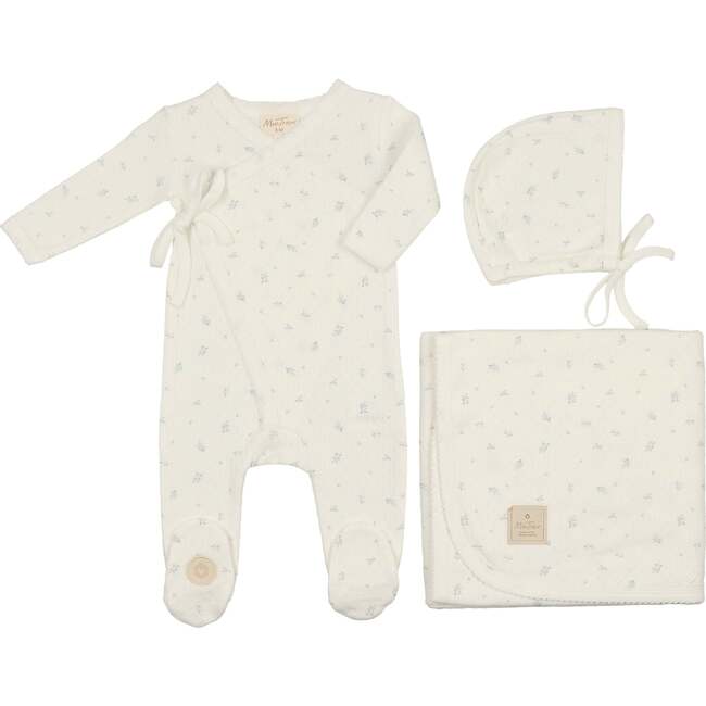 Leaf Print Wrap Layette Set Ivory & Green - Mixed Apparel Set - 1