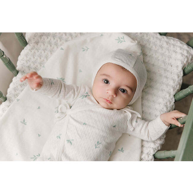 Leaf Print Wrap Layette Set Ivory & Green - Mixed Apparel Set - 2