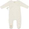 Leaf Print Wrap Footie Ivory & Pink - Footie Pajamas - 1 - thumbnail