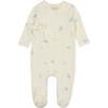 Leaf Print Wrap Footie Ivory & Pink - Footie Pajamas - 2