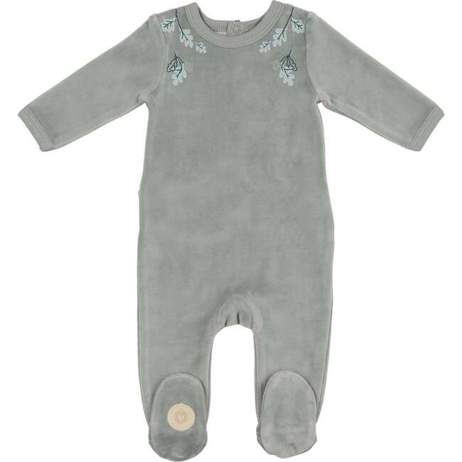 Hanging Leaves Boys Footie Slate Blue - Footie Pajamas - 1