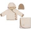 Fur-ever Wrap Jacket Layette Set Ivory & Taupe - Mixed Apparel Set - 1 - thumbnail