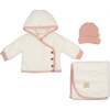 Fur-ever Wrap Jacket Layette Set Ivory & Pink - Mixed Apparel Set - 1 - thumbnail