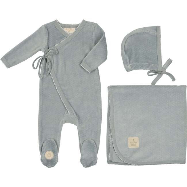 Scallop Wrap Layette Set Quarry & Ivory