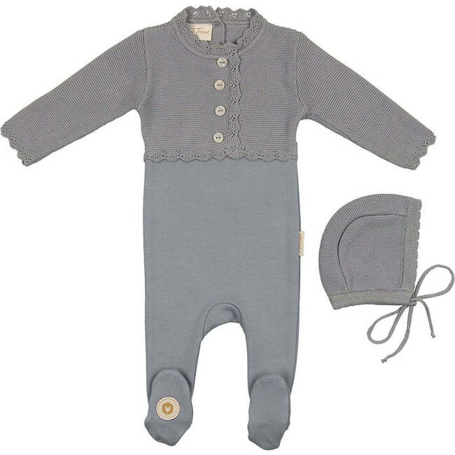 Mock-Cardigan Gift Set Slate Blue