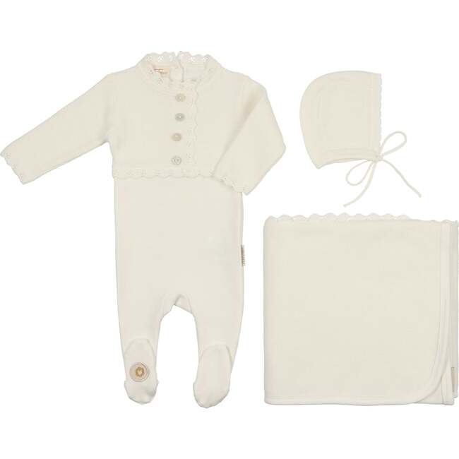 Mock-Cardigan Layette Set Ivory