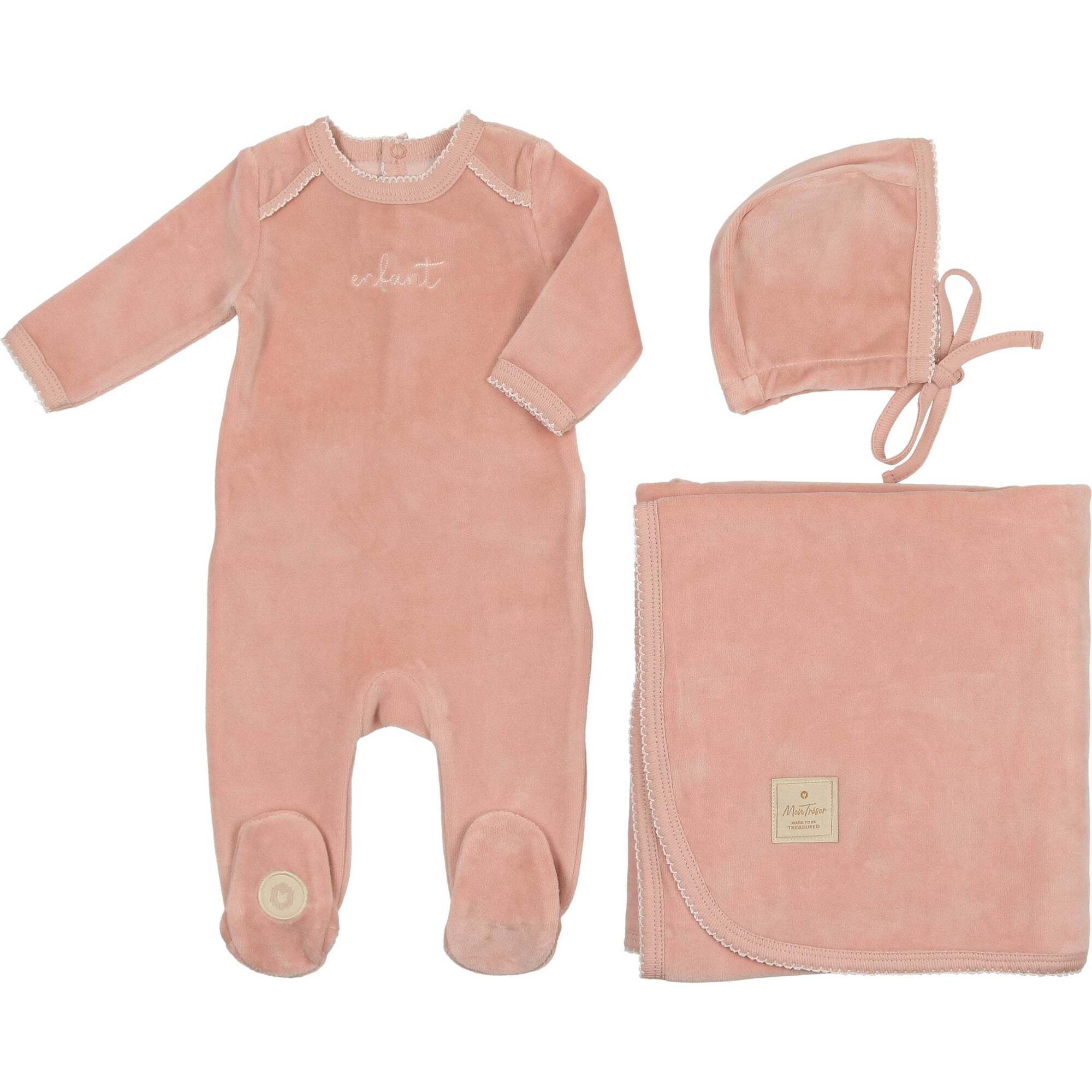 Mon Tresor Enfant Scripted Layette Set - Pink Mon Tresor Enfant Scripted Layette Set - Pink